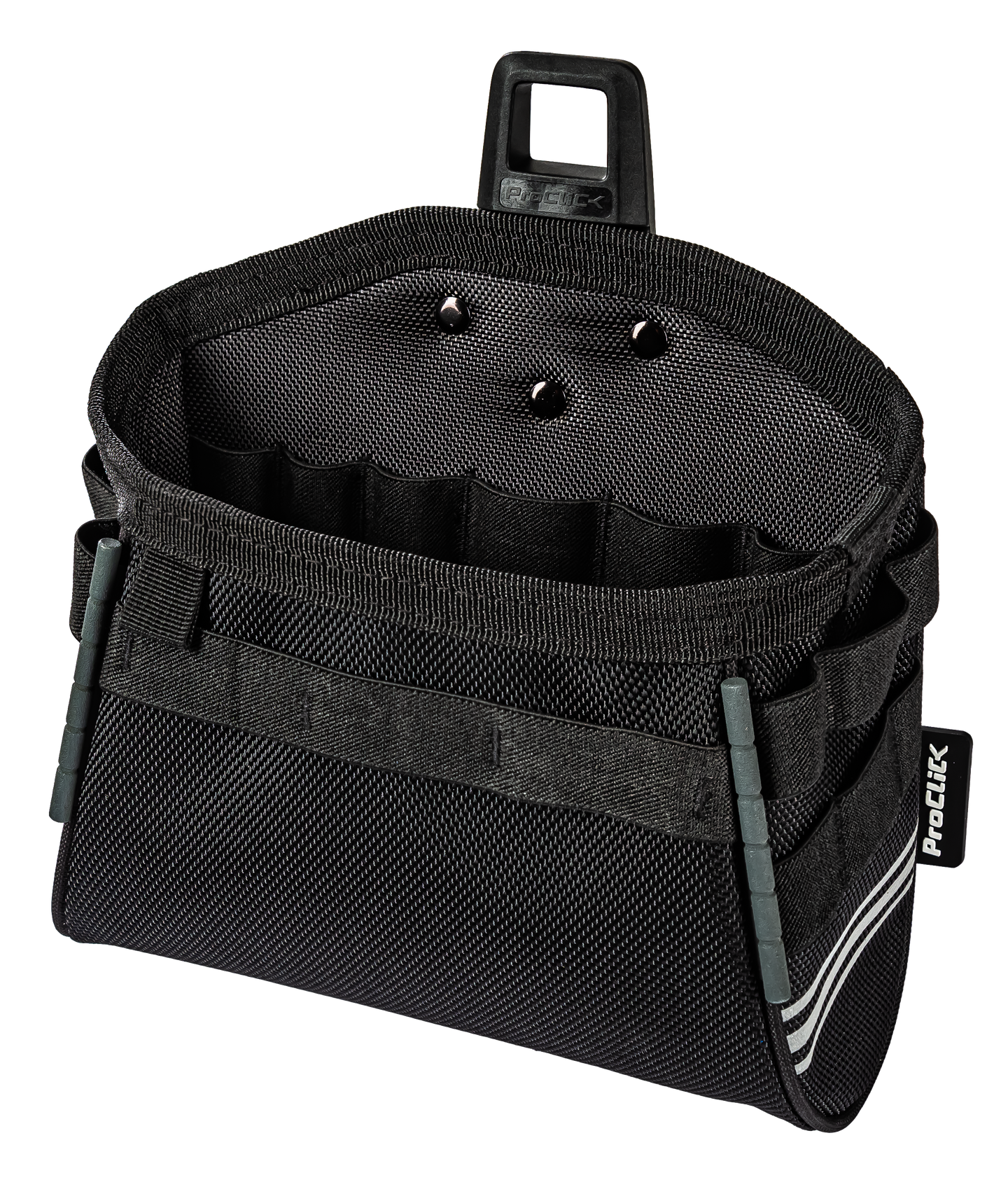 Open tool pouch for flexible transport of tools on the belt