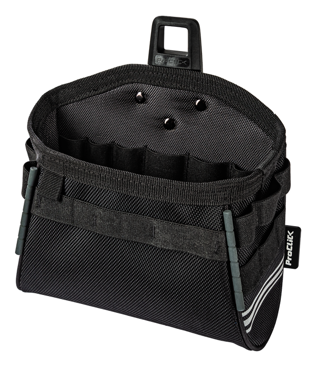 Open tool pouch for flexible transport of tools on the belt