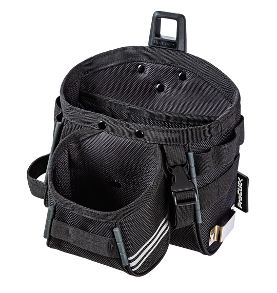 Open tool pouch for flexible transport of tools on the belt