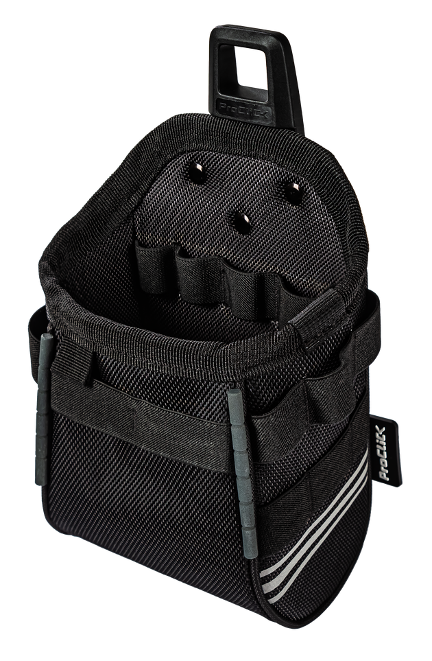 Open tool pouch for flexible transport of tools on the belt