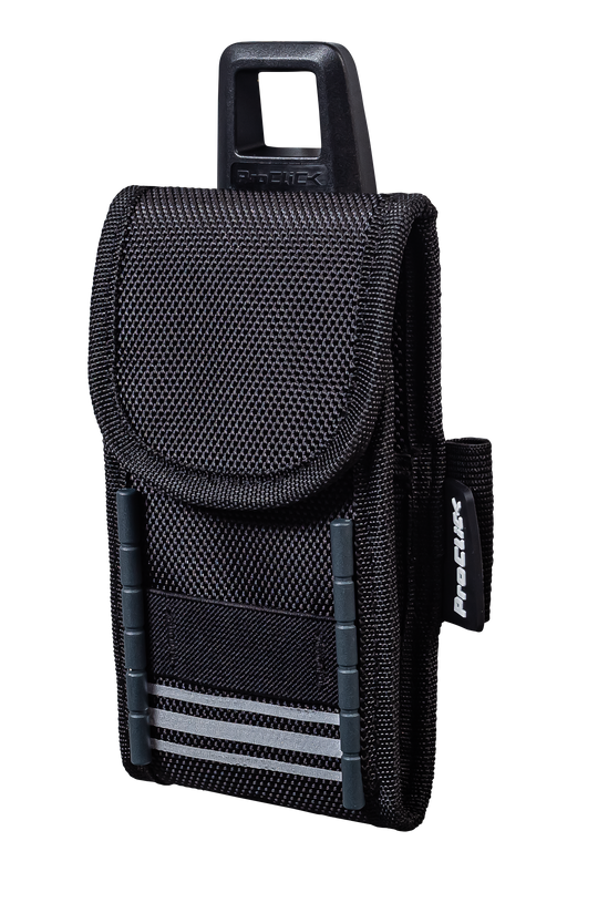 Small tool pouch with flap  for safe transport of sensitive devices on the belt