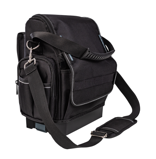 Tool shoulder bag  with shoulder strap and rubberised carrying handle