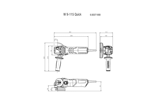 Metabo W9-115Q Dimensions