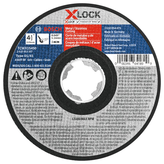 4-1/2 In. x .045 In. X-LOCK Arbor Type 1A (ISO 41) 60 Grit Fast Metal/Stainless Cutting Abrasive Wheel