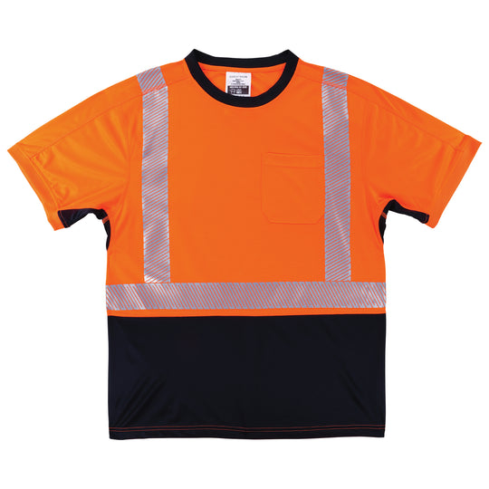 Ergodyne GloWear 8283BK Lightweight Performance Hi-Vis T-Shirt - Type R, Class 2, Black Bottom