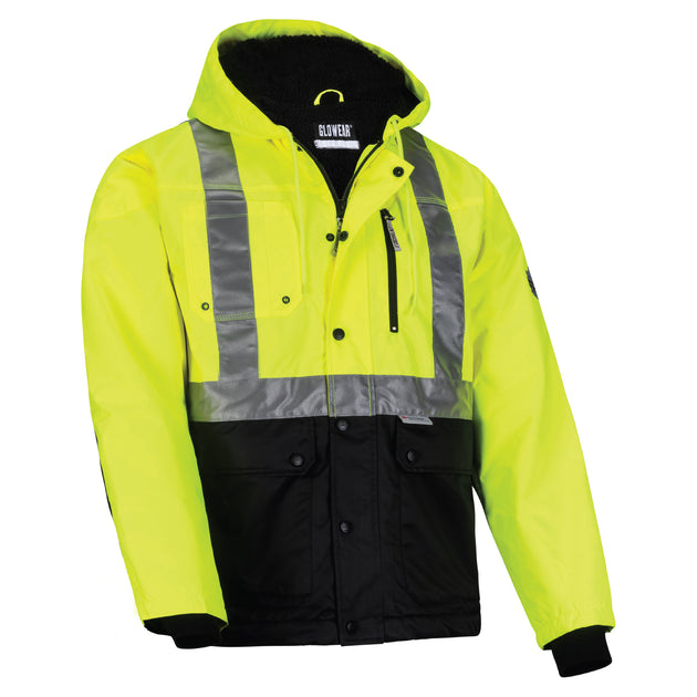 Ergodyne GloWear 8275 Heavy-Duty Hi-Vis Workwear Jacket - Sherpa Lined, Water-Resistant, Type R, Class 2