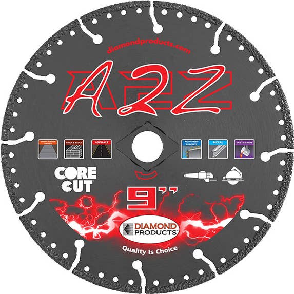 Diamond Products 9" X .125 X 7/8" A2Z Vacuum Bonded Blade For Multipurpose Cutting