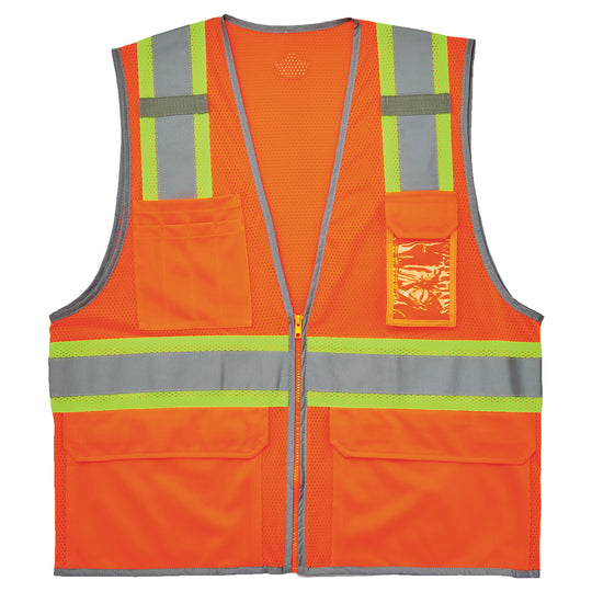 Ergodyne GloWear 8246Z-S Two-Tone Mesh Hi-Vis Safety Vest - Type R, Class 2, Zipper, Reflective Binding, Single Size