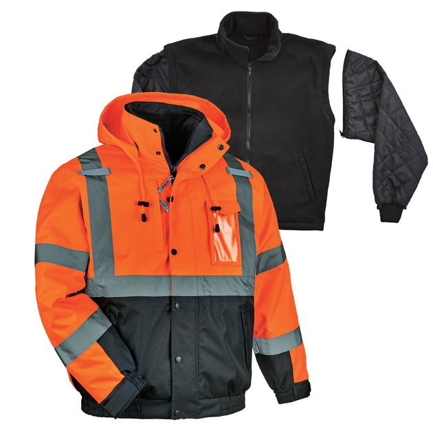 Ergodyne GloWear 8381 4-in-1 Hi-Vis Winter Bomber Jacket - Type R, Class 3