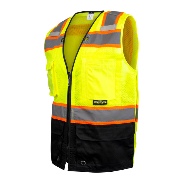 SV51B Two-Toned Color-Blocked Vest - Hi-Vis Green - Size L