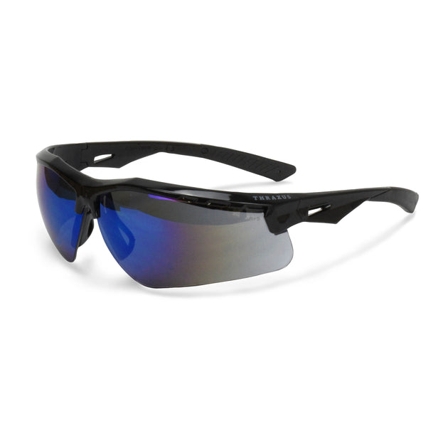 Thraxus™ Safety Eyewear - Black Frame - Blue Mirror Lens