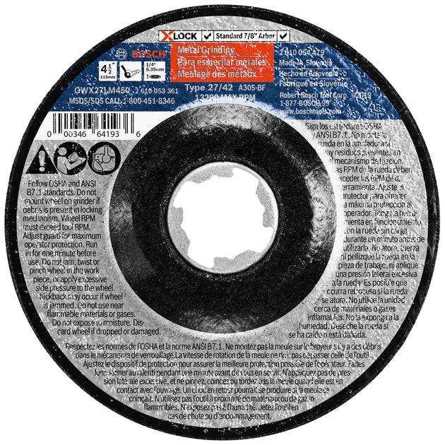 4-1/2 In. x 1/4 In. X-LOCK Arbor Type 27 30 Grit Metal Grinding Abrasive Wheel