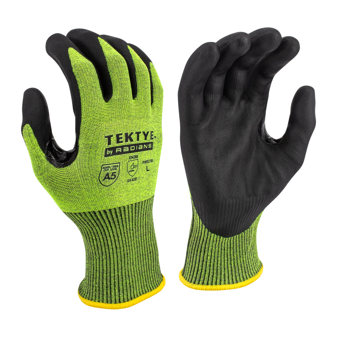 RWG755 TEKTYE® A5 Reinforce Thumb Green Nitrile Dip Cut Protective Work Glove - Size S