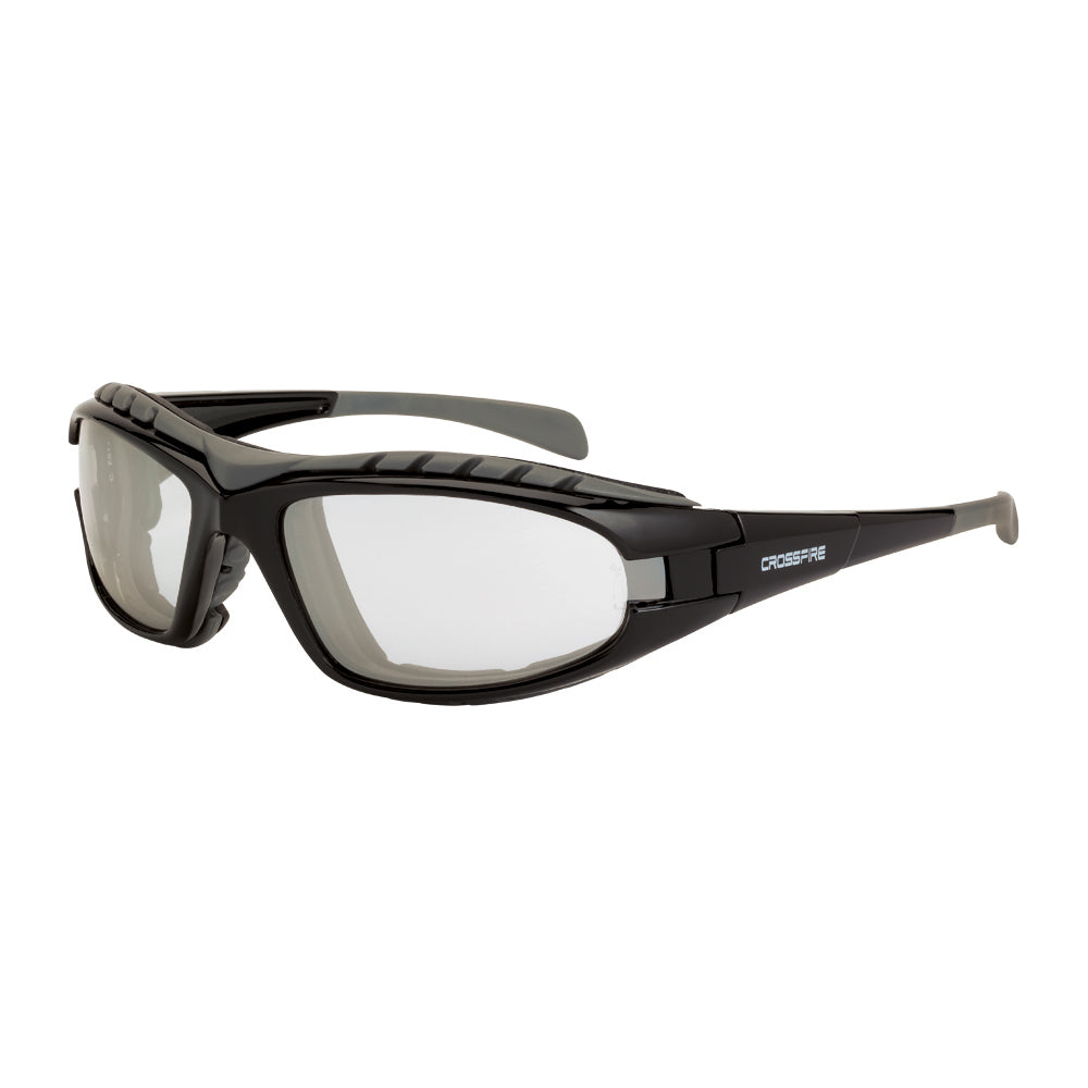 Diamondback Foam Lined Safety Eyewear - Shiny Black Frame - Indoor/Outdoor Anti-Fog Lens
