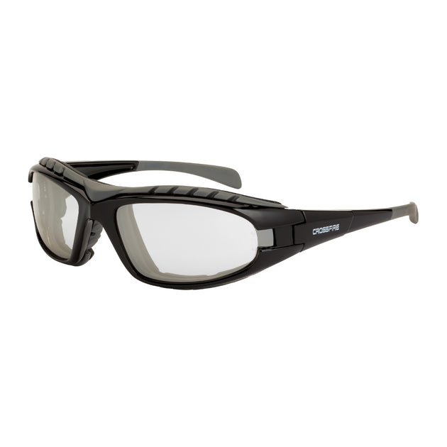 Diamondback Foam Lined Safety Eyewear - Shiny Black Frame - Indoor/Outdoor Anti-Fog Lens
