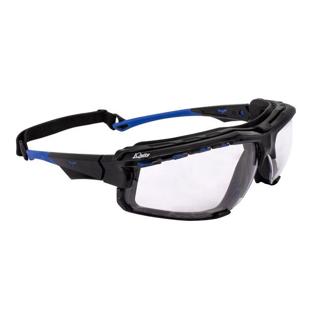 Thraxus Elite™ - IQuity Safety Eyewear - Blue w/ Rubber Gasket - Clear IQ Lens