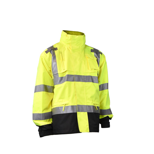 RW32-3Z1Y Heavy Duty Rip Stop Waterproof Rain Jacket - Hi-Vis Green - Size XL