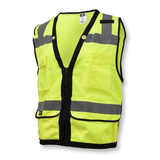 SV59Z Type R Class 2 Heavy Duty Mesh/Solid Surveyor Safety Vest - Green - Size S
