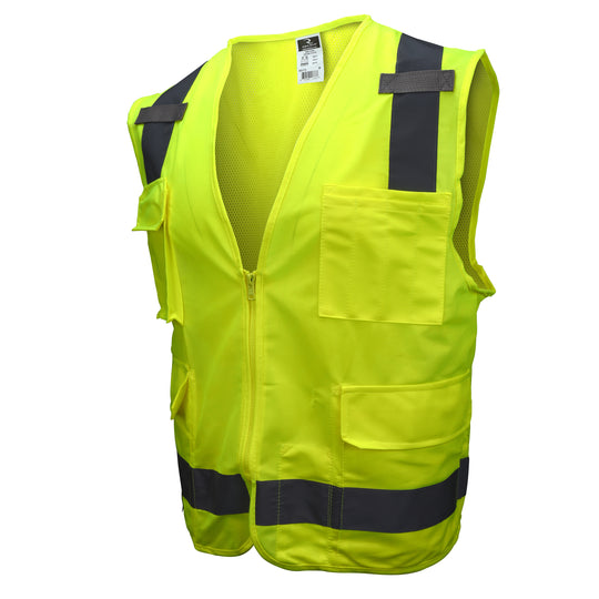 SV7 Surveyor Type R Class 2 Solid/Mesh Safety Vest - Green - Size 3X