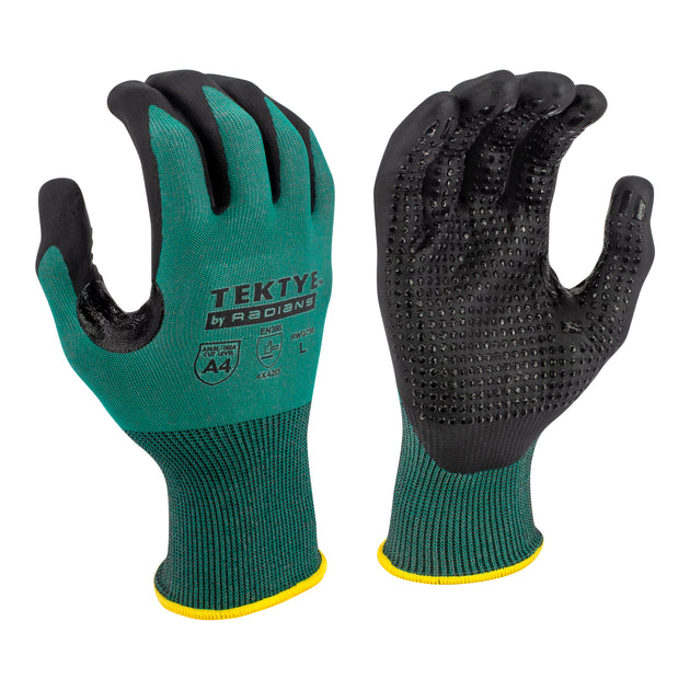 RWG738 TEKTYE® A4 Dark Green Nitrile Dip Cut Protective Work Glove - Size XL