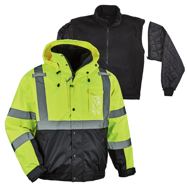 Ergodyne GloWear 8381 4-in-1 Hi-Vis Winter Bomber Jacket - Type R, Class 3