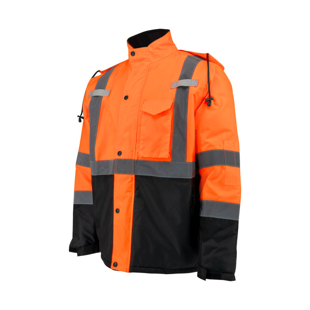 SJ411QB Class 3 Economy Parka with Quilted Lining - Hi-Vis Orange / Black - Size 2X