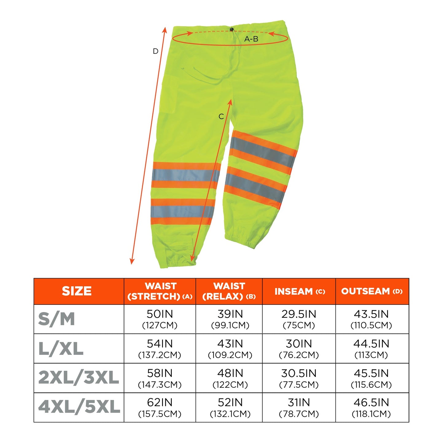 Ergodyne 22963 sizing chart